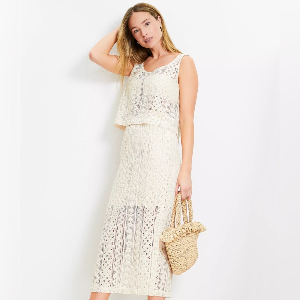 Beach Geo Crochet Tank Top and Midi Skirt MATCHING SET